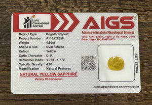 Yellow Sapphire - 4.56 Carats