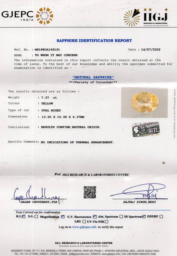 Natural Yellow Sapphire (Pukhraj) 7.37 Carats - Media 6