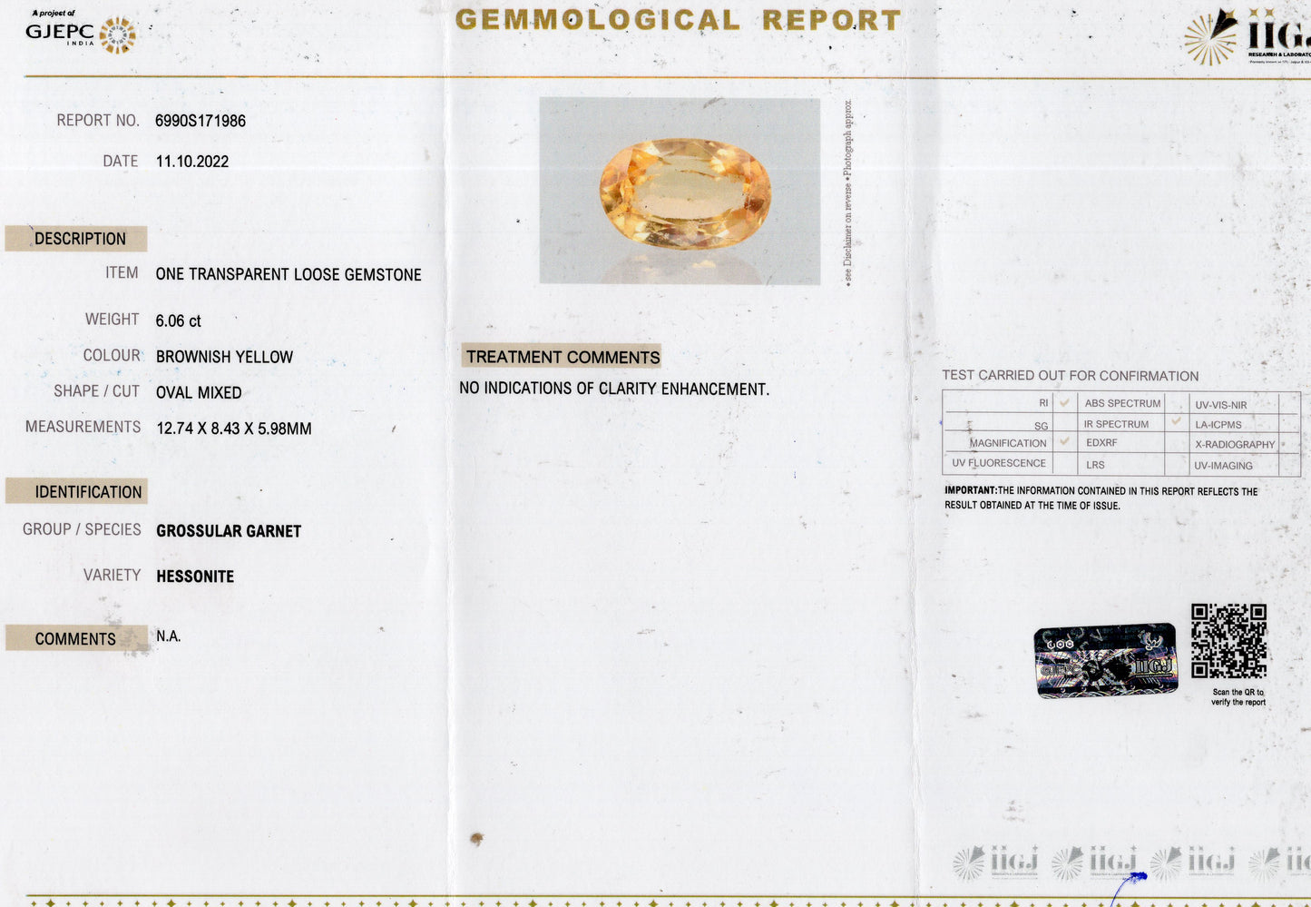 
                    
                      NATURAL HESSONITE (GOMED) 6.06  CARATS - Media 6
                    
                  