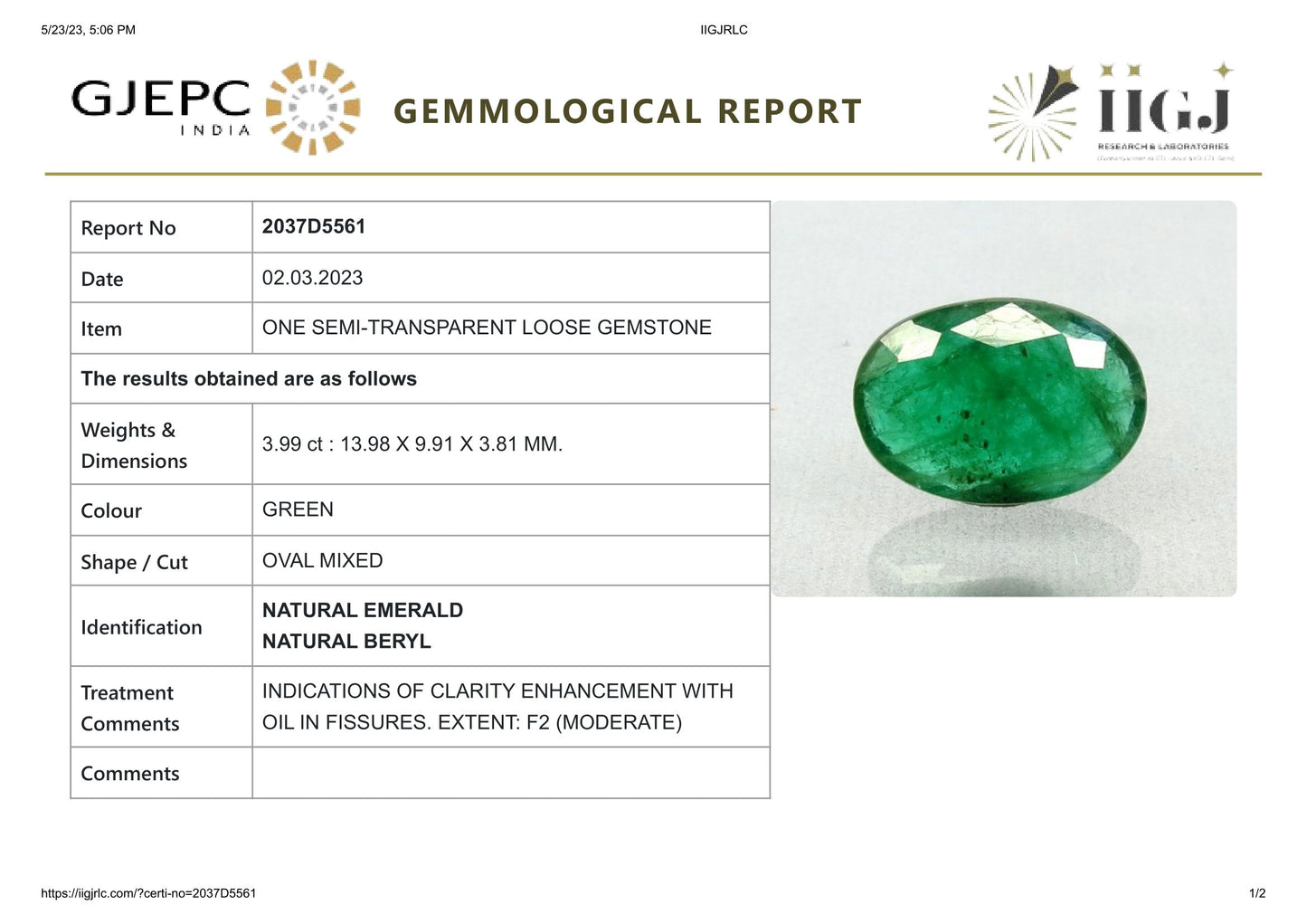 
                    
                      Natural Zambian Emerald (Panna) 3.99 Carats - Media 6
                    
                  