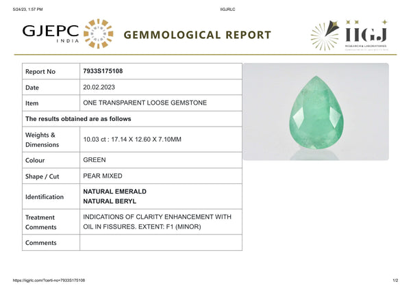 Minor Oil Natural Zambian Emerald (Panna) 10.03 Carats - Media 6