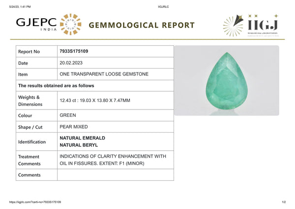 Minor Oil Natural Zambian Emerald (Panna) 12.43 Carats - Media 6