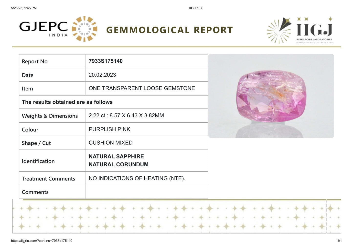 
                    
                      NATURAL PINK SAPPHIRE 2.22 CARATS - Media 6
                    
                  