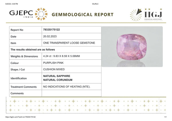 NATURAL PINK SAPPHIRE 4.24 CARATS - Media 6