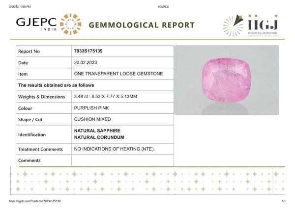 NATURAL PINK SAPPHIRE 3.48 CARATS - Media 6
