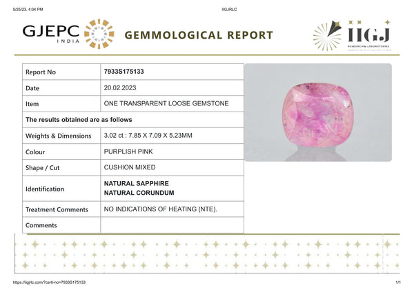 NATURAL PINK SAPPHIRE 3.02 CARATS - Media 6
