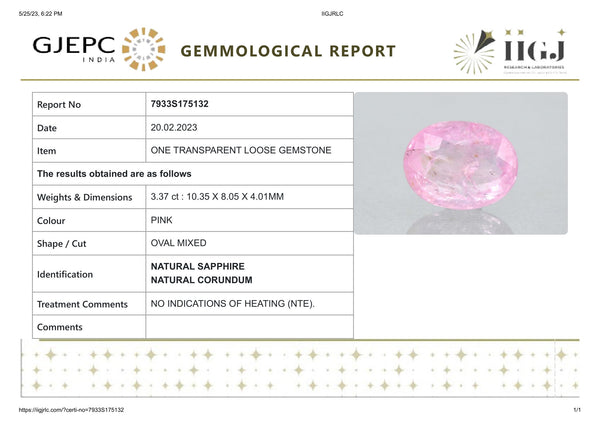 NATURAL PINK SAPPHIRE 3.37 CARATS - Media 6