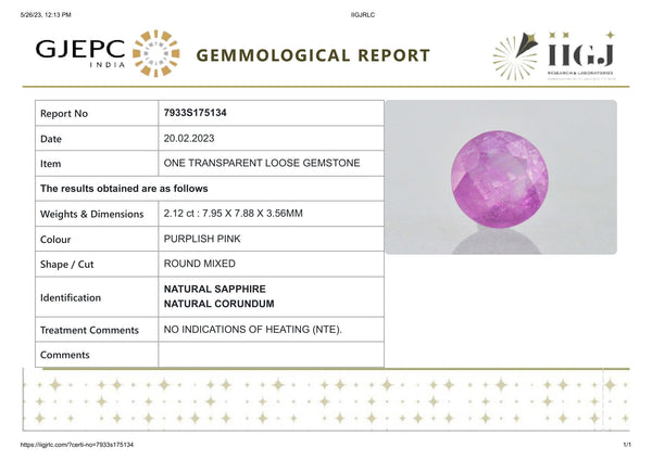NATURAL PINK SAPPHIRE 2.12 CARATS - Media 6