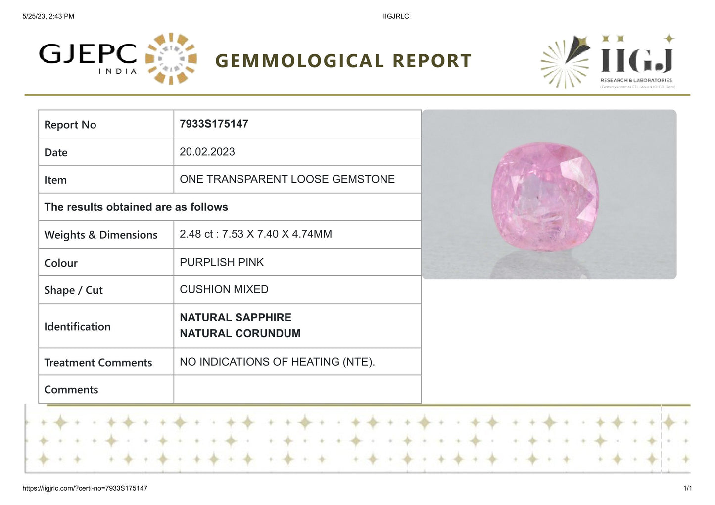 
                    
                      NATURAL PINK SAPPHIRE 2.48 CARATS - Media 6
                    
                  