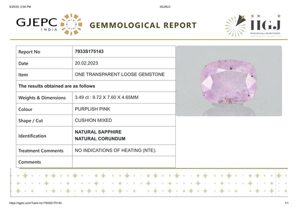 NATURAL PINK SAPPHIRE 3.49 CARATS - Media 6