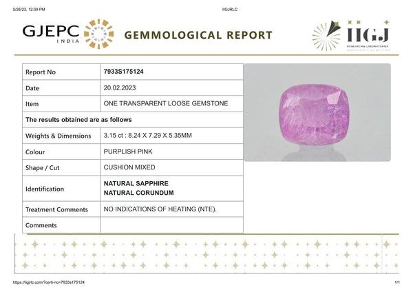 NATURAL PINK SAPPHIRE 3.15 CARATS - Media 6