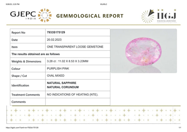 NATURAL PINK SAPPHIRE 3.28 CARATS - Media 6