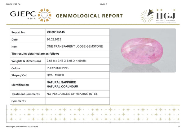 NATURAL PINK SAPPHIRE 2.68 CARATS - Media 6