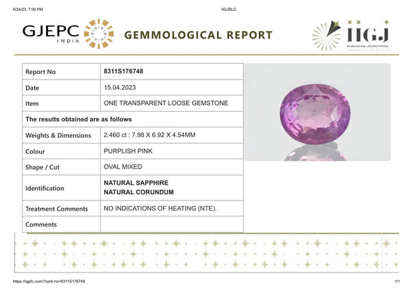 NATURAL PINK SAPPHIRE 2.46 CARATS - Media 6