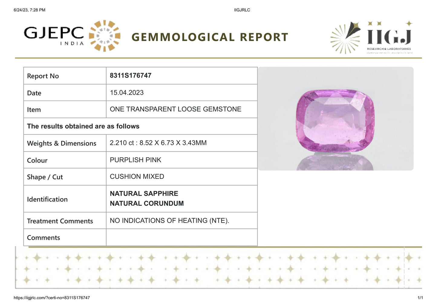 
                    
                      NATURAL PINK SAPPHIRE 2.21 CARATS - Media 6
                    
                  