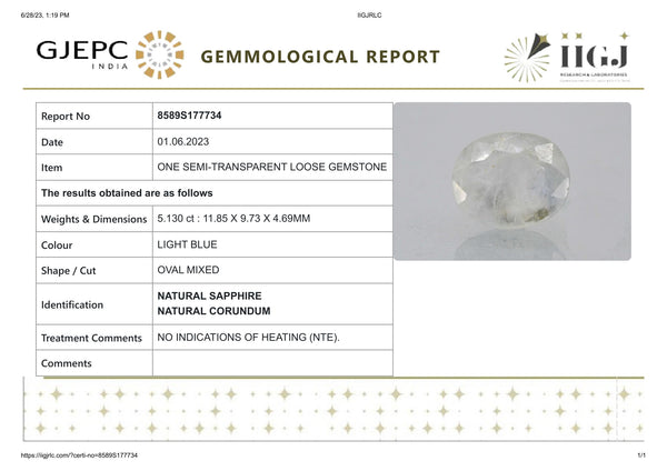 Natural Blue Sapphire (Neelam) 5.13 Carats - Media 5