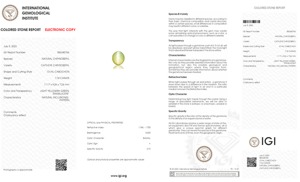 NATURAL CAT'S EYE (Lehsuniya) 7.74 Carats - Media 6