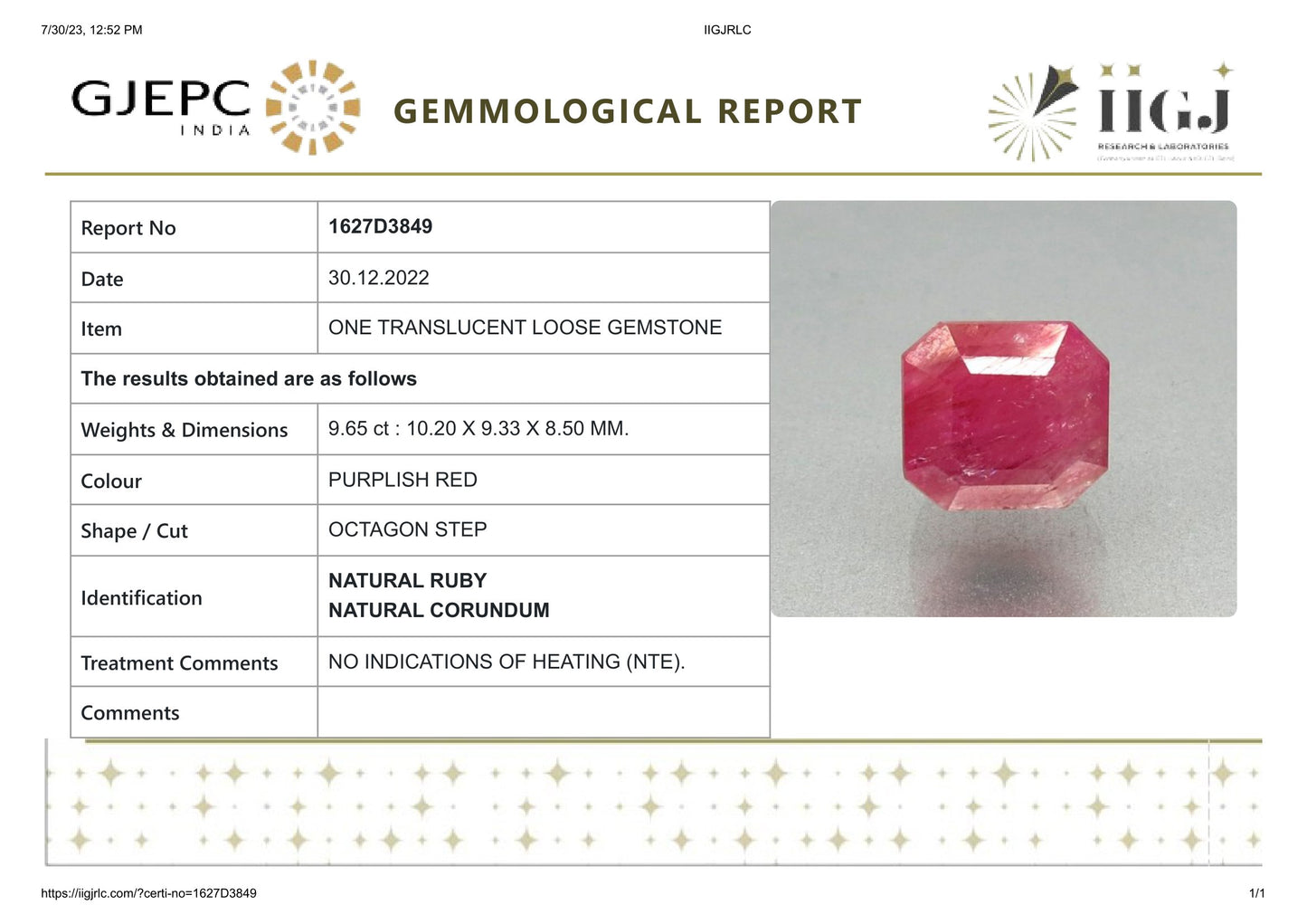 
                    
                      Burmese Ruby (Manik) 9.65 Carats - Media 6
                    
                  