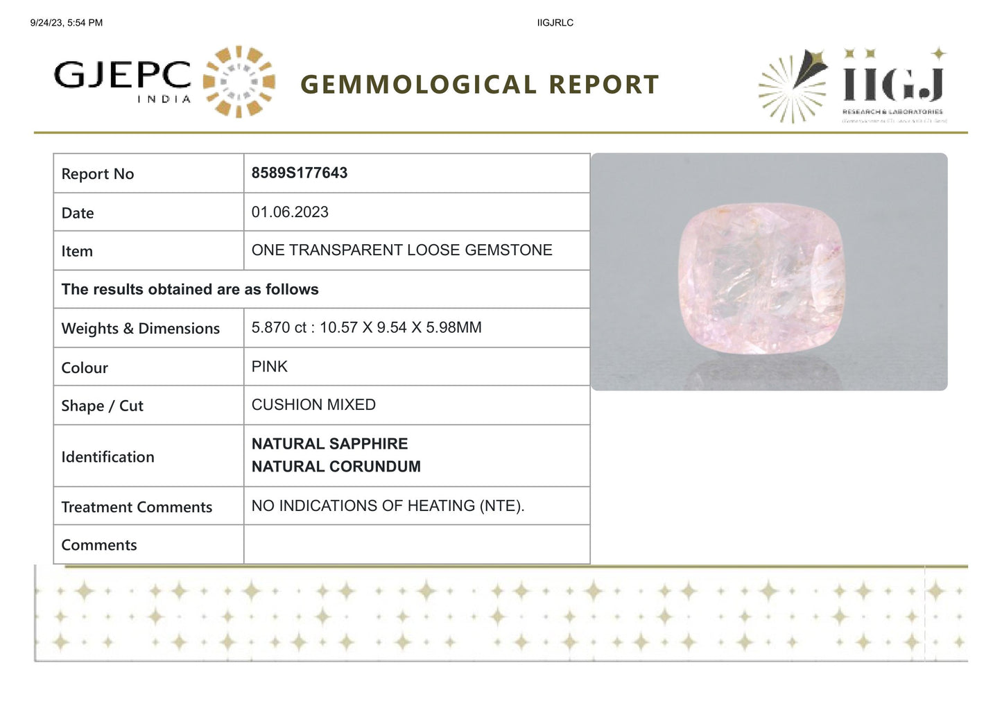 
                    
                      NATURAL PINK SAPPHIRE 5.87 CARATS - Media 6
                    
                  