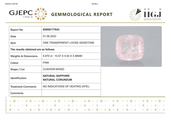 NATURAL PINK SAPPHIRE 5.87 CARATS - Media 6