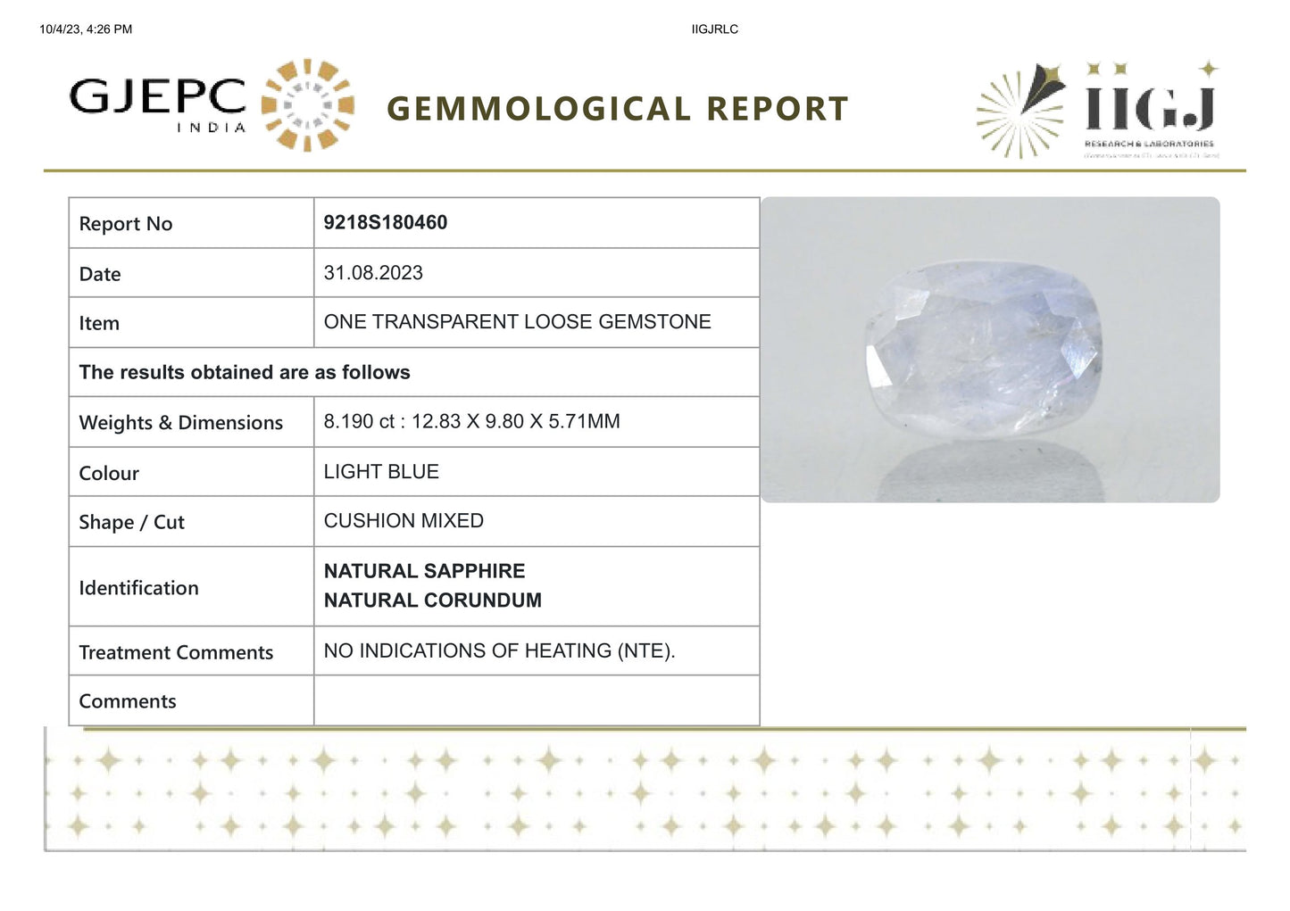 
                    
                      Natural Blue Sapphire (Neelam) 8.19 Carats - Media 6
                    
                  