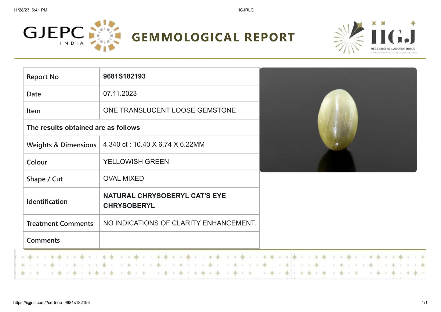 
                    
                      NATURAL CAT'S EYE (Lehsuniya) 4.34 Carats - Media 6
                    
                  