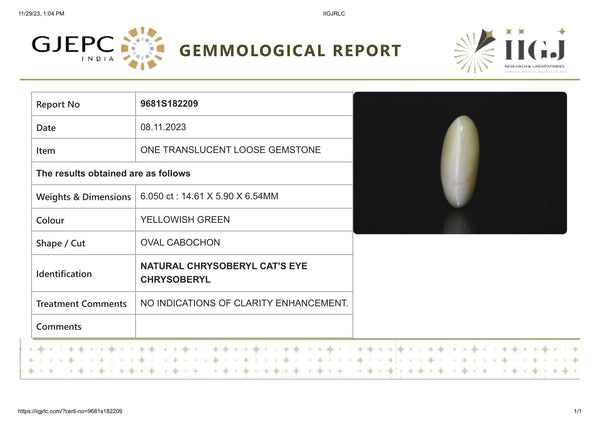 NATURAL CAT'S EYE (Lehsuniya) 6.05 Carats - Media 6