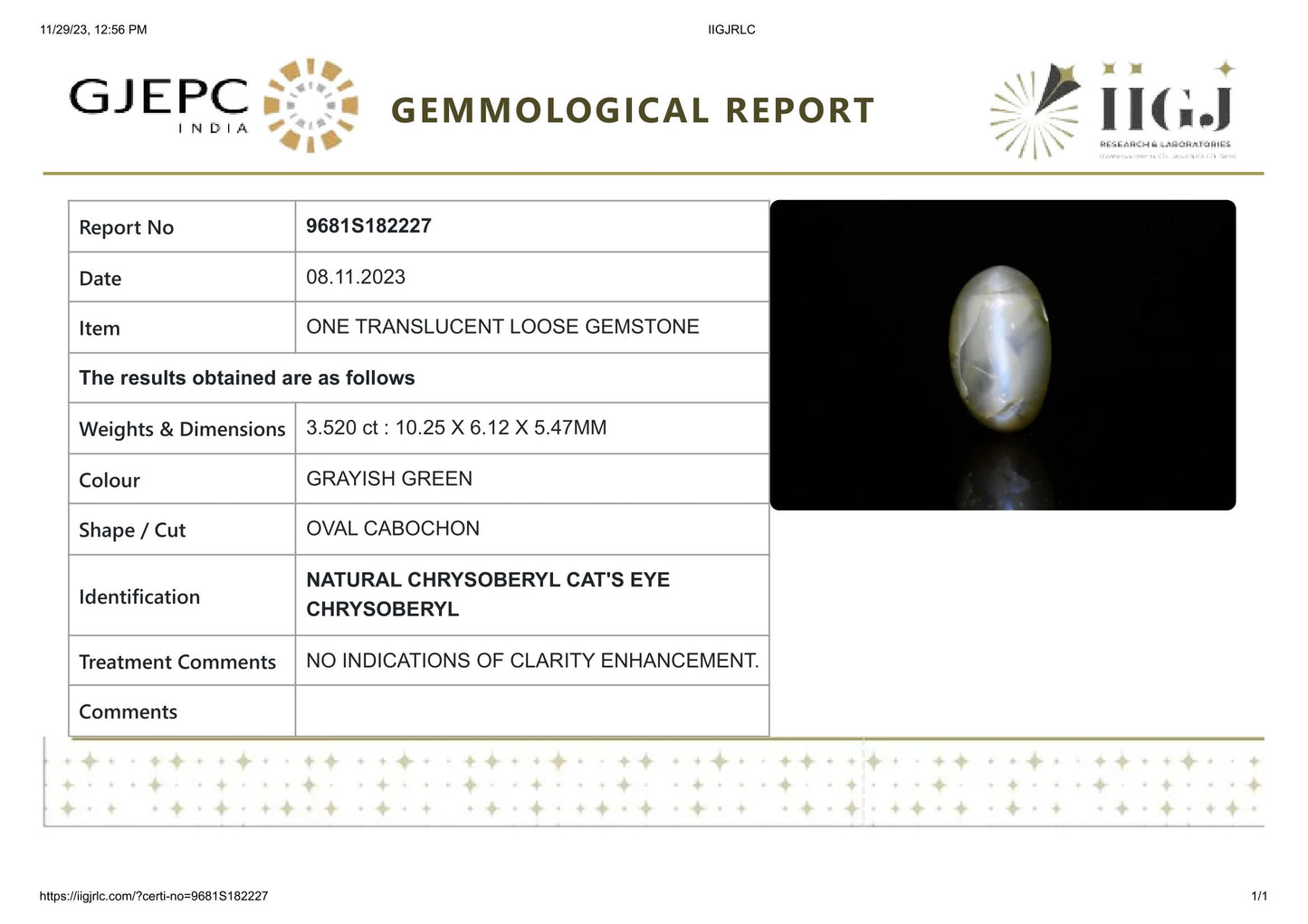 
                    
                      NATURAL CAT'S EYE (Lehsuniya) 3.52 Carats - Media 6
                    
                  