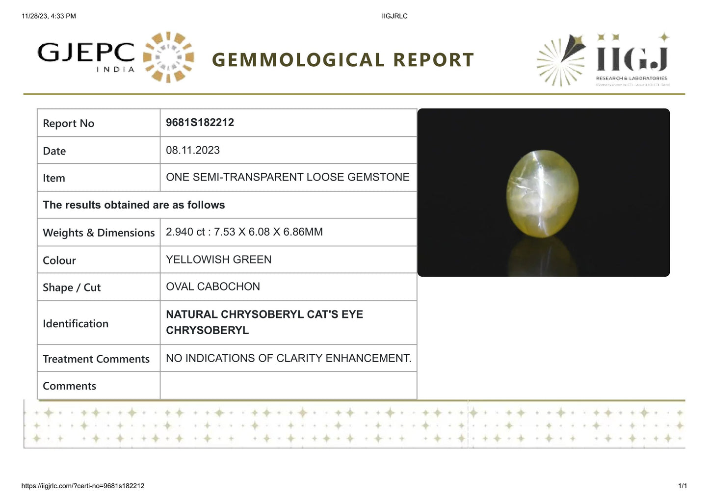 
                    
                      NATURAL CAT'S EYE (Lehsuniya) 2.94 Carats - Media 6
                    
                  