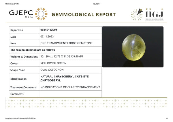 NATURAL CAT'S EYE (Lehsuniya) 13.12 Carats - Media 6
