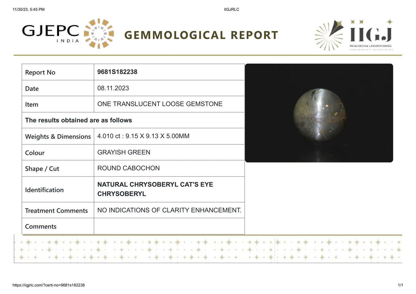 
                    
                      NATURAL CAT'S EYE (Lehsuniya) 4.01 Carats - Media 6
                    
                  