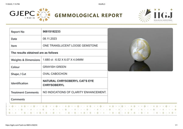 NATURAL CAT'S EYE (Lehsuniya) 1.68 Carats - Media 6