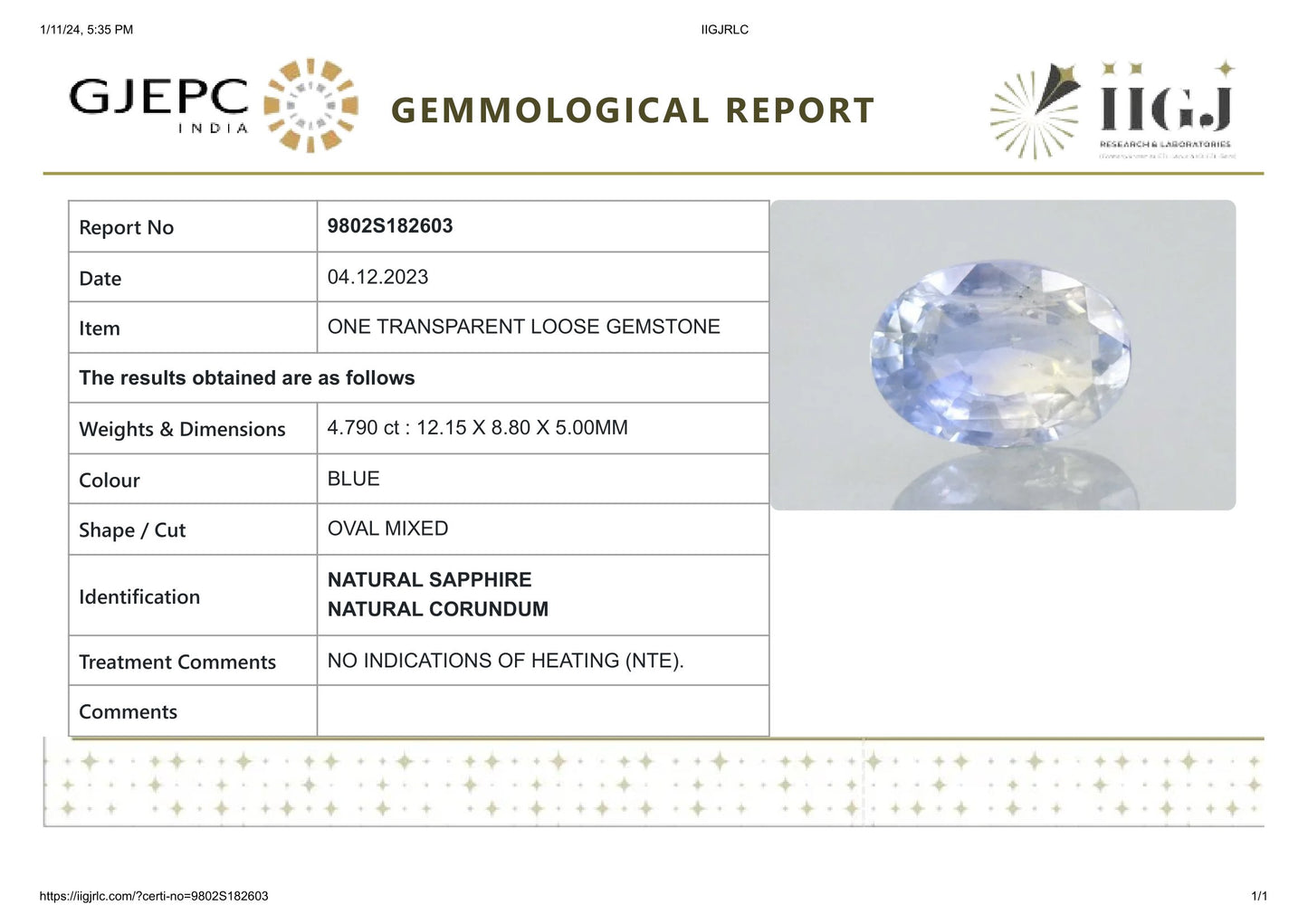 
                    
                      Natural Blue Sapphire (Neelam) 4.79 Carats - Media 6
                    
                  