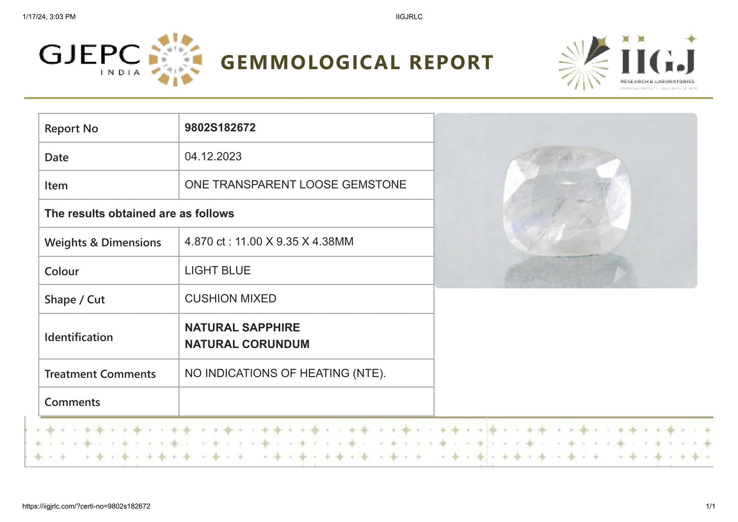 
                    
                      Natural Blue Sapphire (Neelam) 4.87 Carats - Media 6
                    
                  