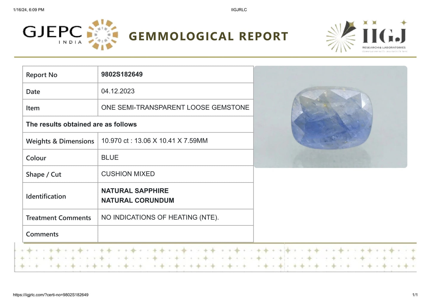 
                    
                      Natural Blue Sapphire (Neelam) 10.97 Carats - Media 6
                    
                  