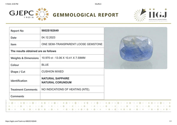 Natural Blue Sapphire (Neelam) 10.97 Carats - Media 6