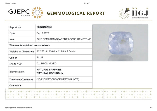 Natural Blue Sapphire (Neelam) 12.26 Carats - Media 6