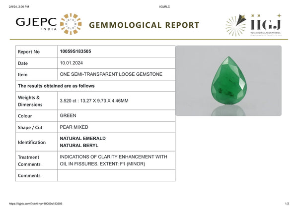 Minor Oil Natural Zambian Emerald (Panna) 3.52 Carats - Media 6