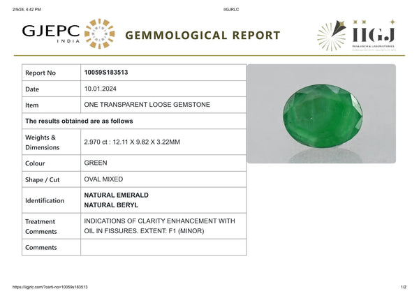 Minor Oil Natural Zambian Emerald (Panna) 2.97 Carats - Media 6