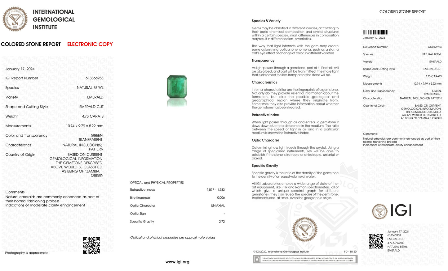 
                    
                      Natural Zambian Emerald (Panna) 4.73 Carats - Media 6
                    
                  