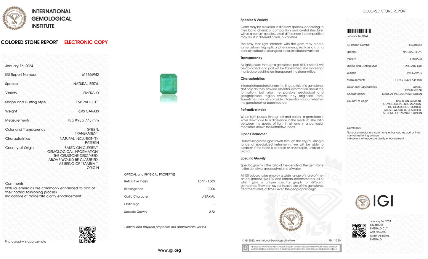 
                    
                      Zambian Emerald (Panna) 6.98 Carats - Media 6
                    
                  