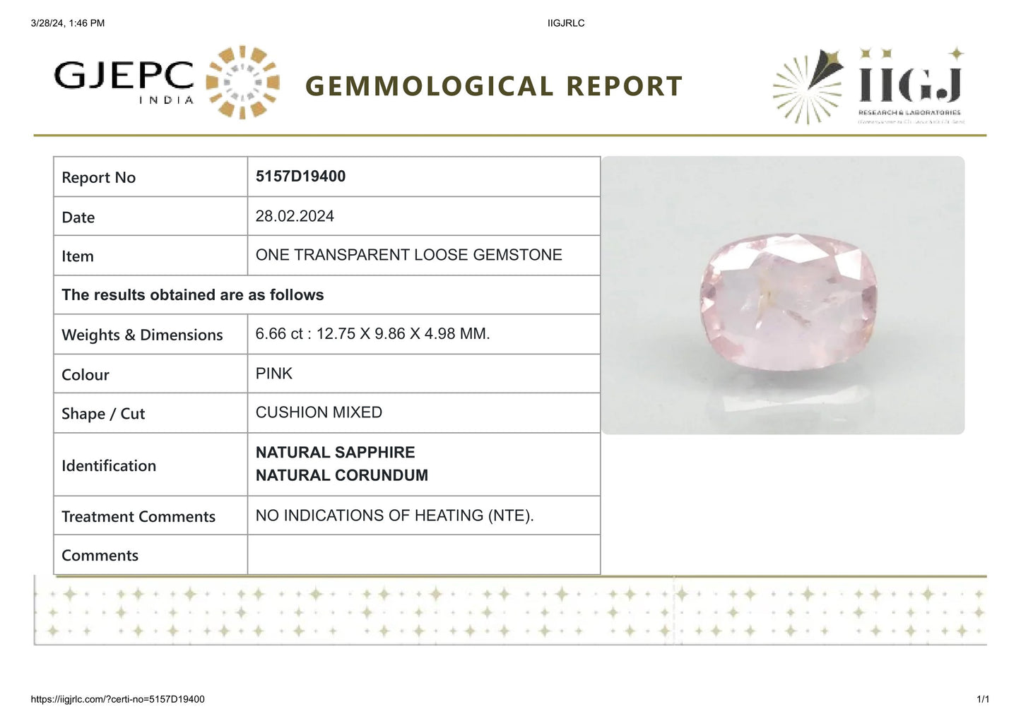 
                    
                      NATURAL PINK SAPPHIRE 6.66 CARATS - Media 6
                    
                  