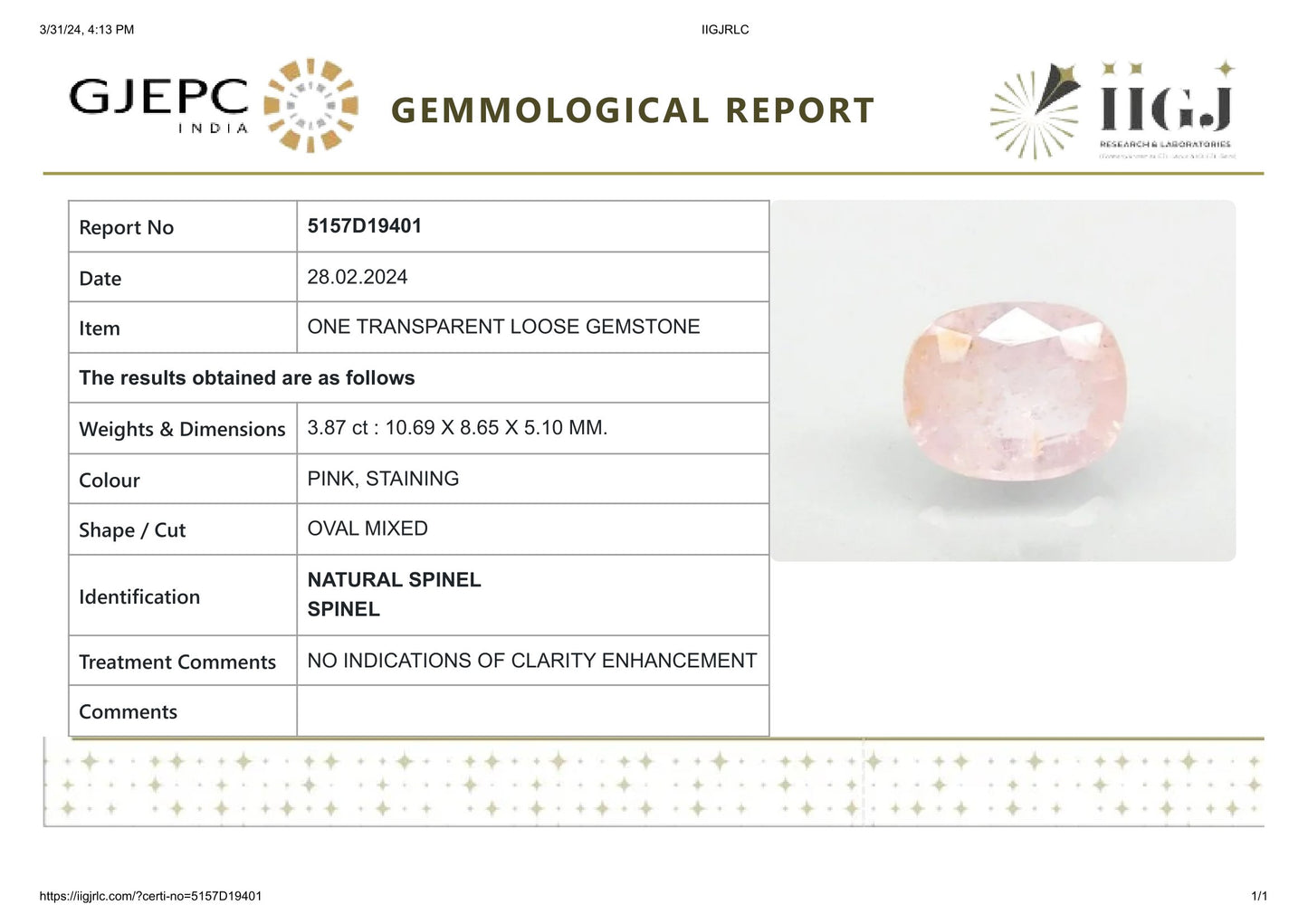 
                    
                      NATURAL SPINEL 3.87 CARATS - Media 6
                    
                  