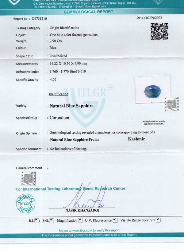 KASHMIR BLUE SAPPHIRE (NEELAM) 7.90 CARATS - Media 6
