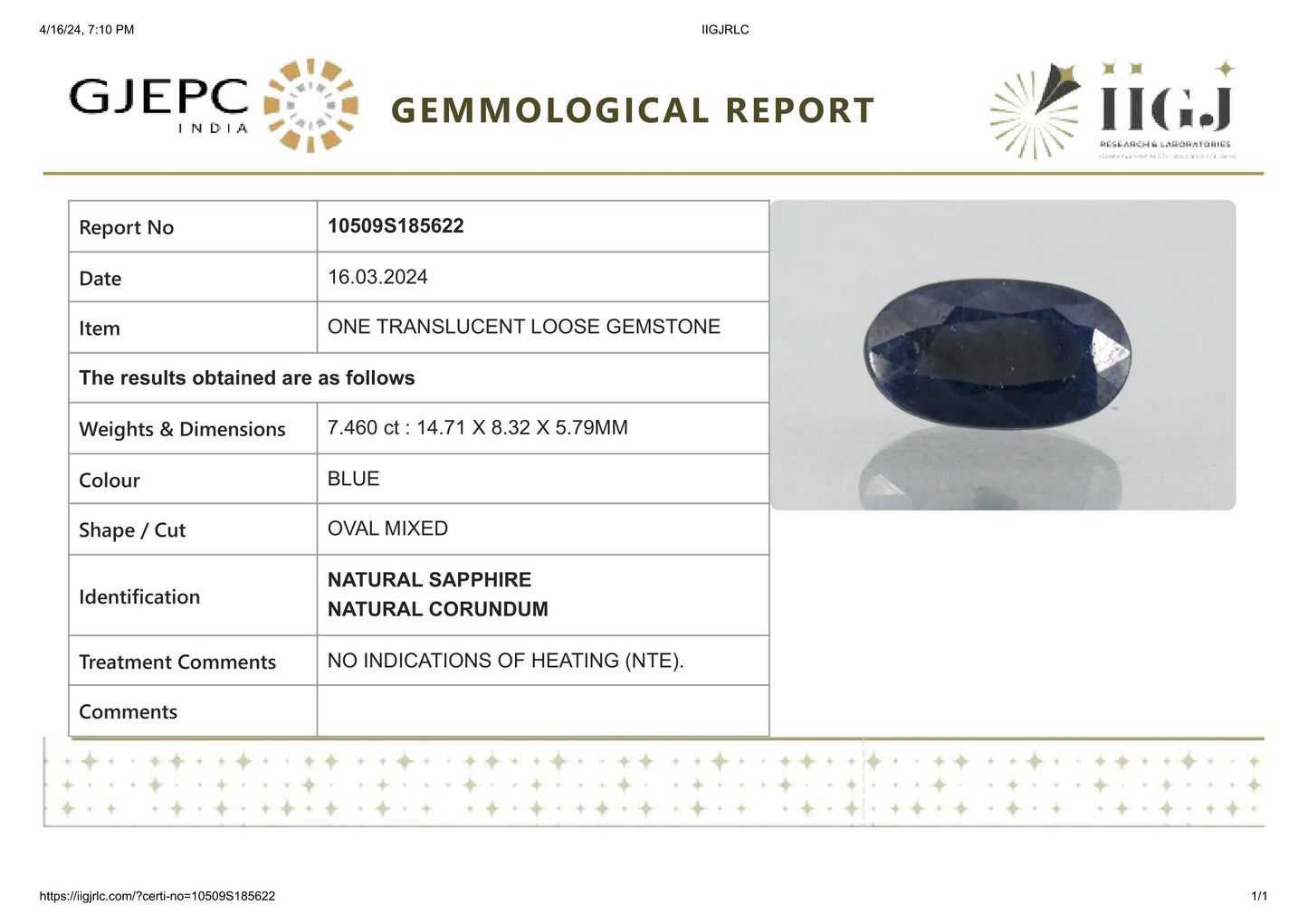 
                    
                      Natural Blue Sapphire (Neelam) 7.46 Carats - Media 6
                    
                  