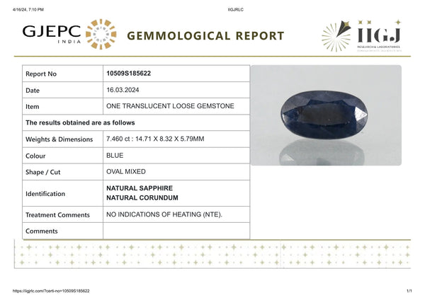 Natural Blue Sapphire (Neelam) 7.46 Carats - Media 6