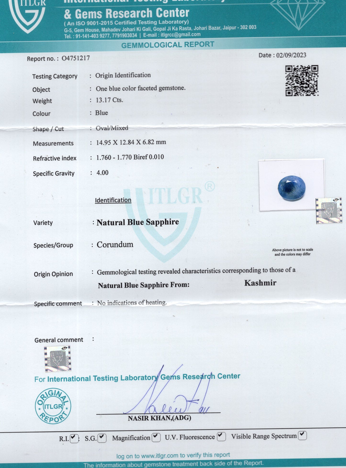 
                    
                      Kashmir Blue Sapphire (Neelam) 13.17 Carats - Media 6
                    
                  