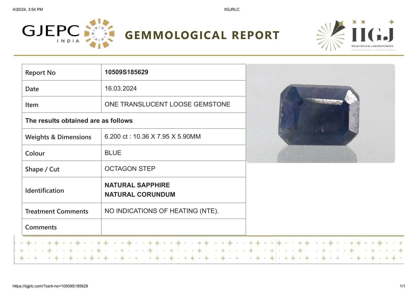
                    
                      Natural Blue Sapphire (Neelam) 6.20 Carats - Media 6
                    
                  