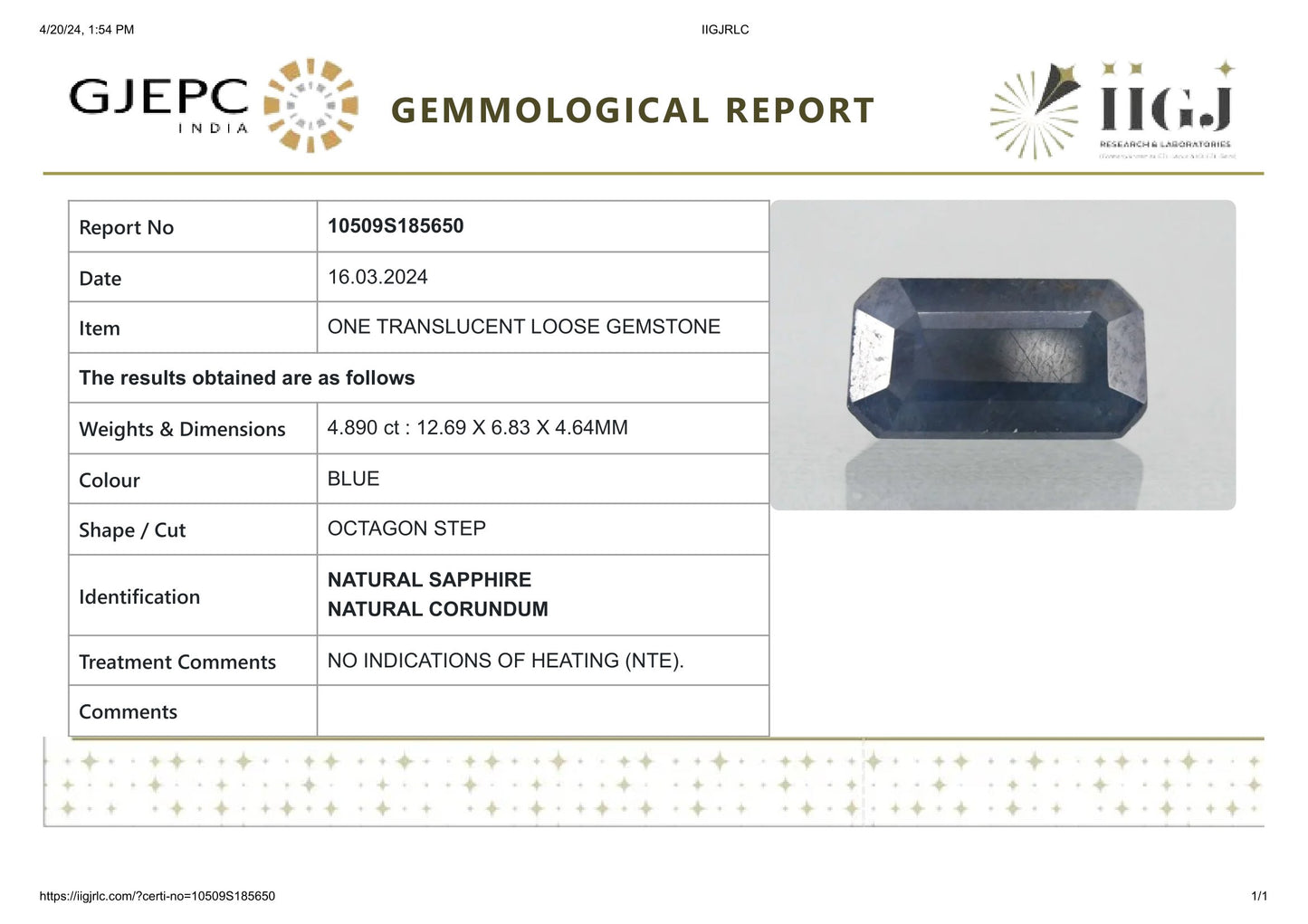 
                    
                      Natural Blue Sapphire (Neelam) 4.89 Carats - Media 6
                    
                  