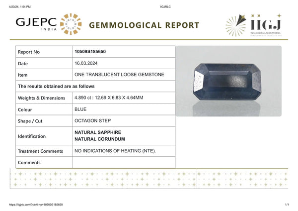 Natural Blue Sapphire (Neelam) 4.89 Carats - Media 6